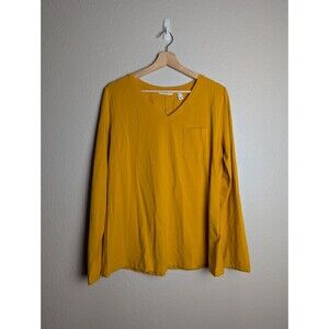 NWOT Isaac Mizrahi Live! V-Neck Knit Top  Chest Pocket Wild Honey Sz M QVC 229